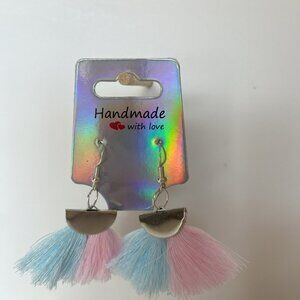Pink & Blue Fan Earrings